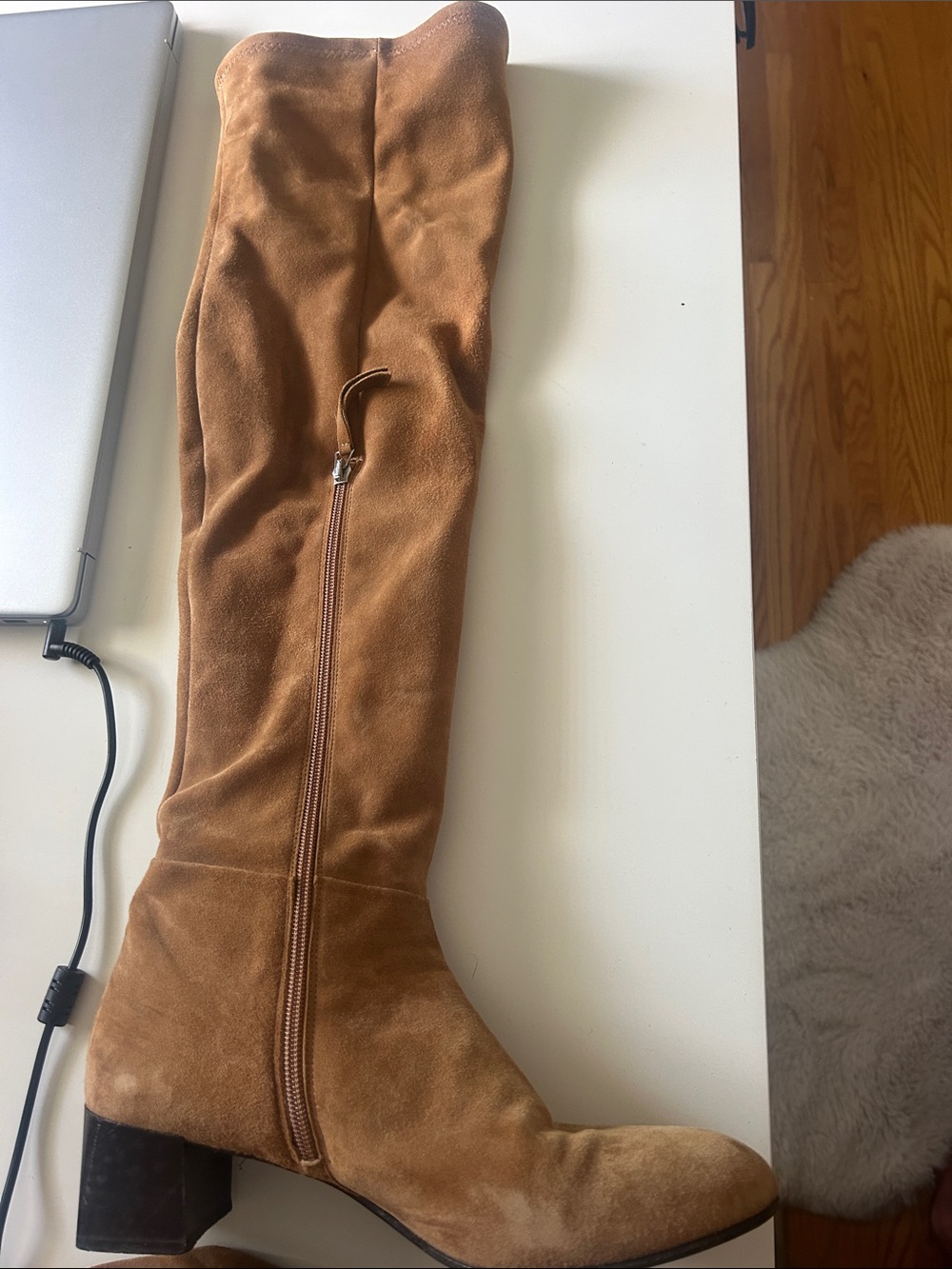 Designer Women’s Tall Suede Brown Knee-High Boots. Marccain
